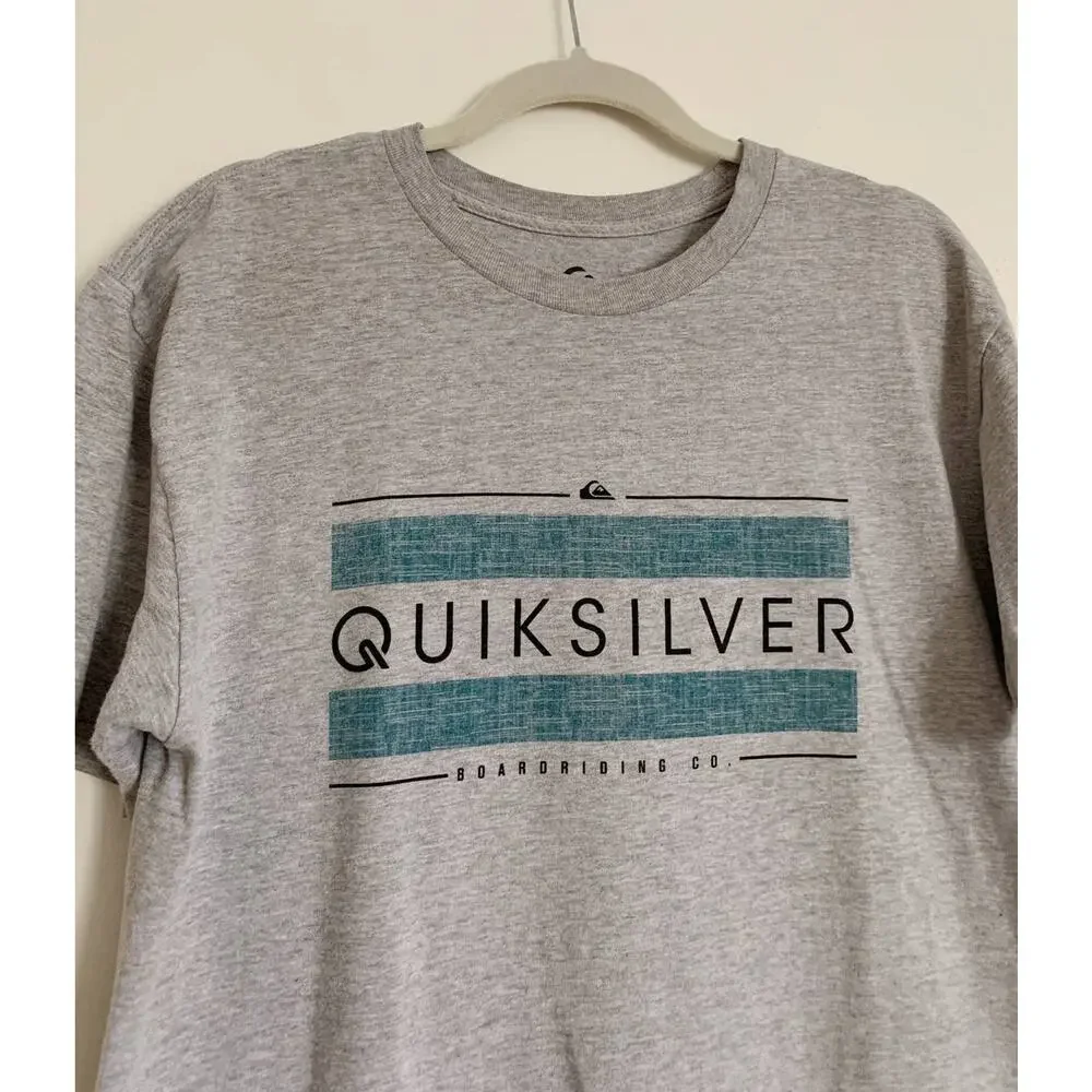 Grey Quiksilver Graphic Short Sleeve T-Shirt L - Picture 2 of 3